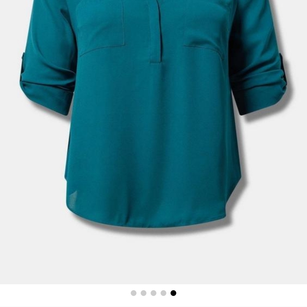 Torrid NWT Size 4 Harper Georgette 3/4 Sleeve Teal V-Neck Women's Top - Picture 3 of 6